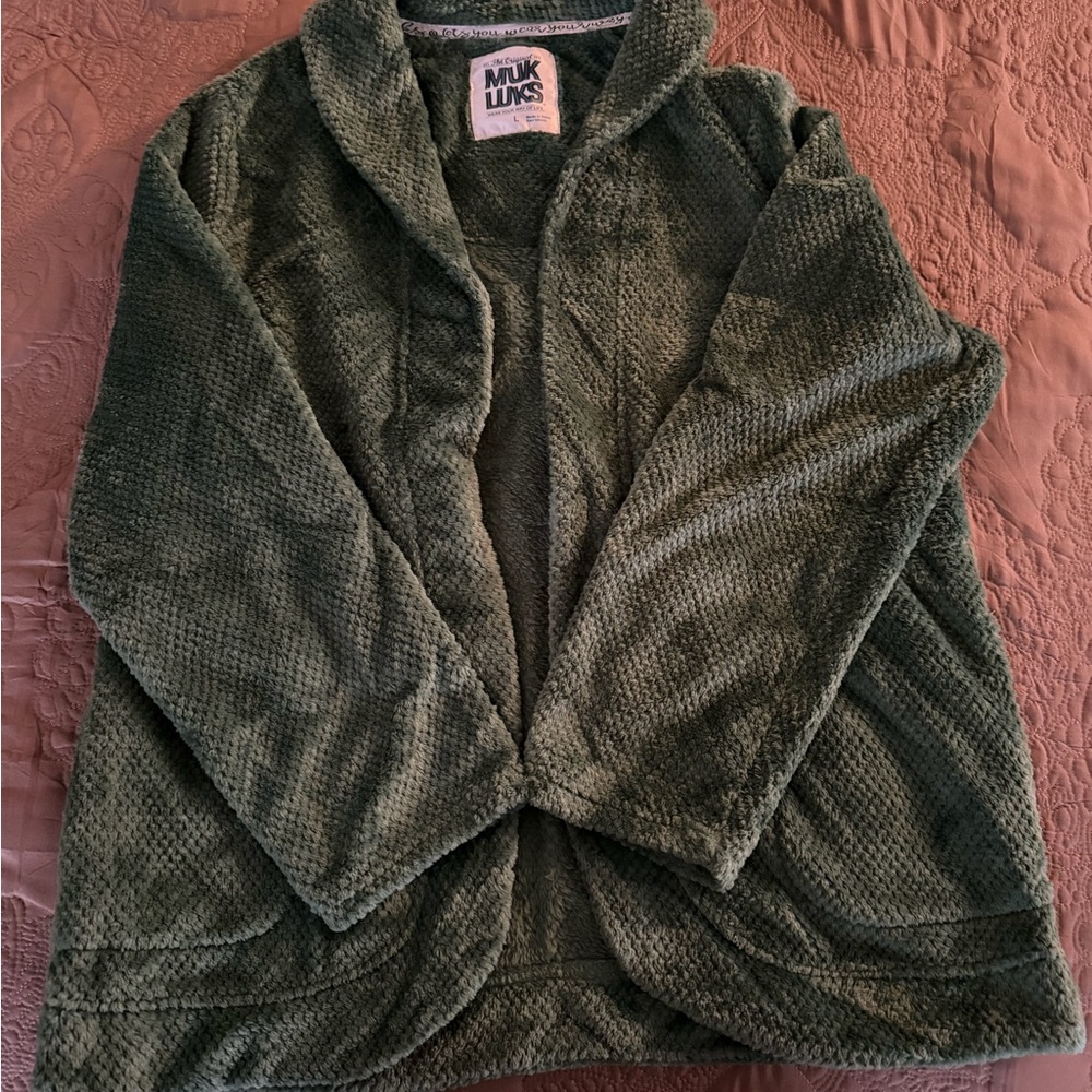 Muk Luks Olive Textured soft cardigan